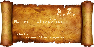 Manher Polixéna névjegykártya